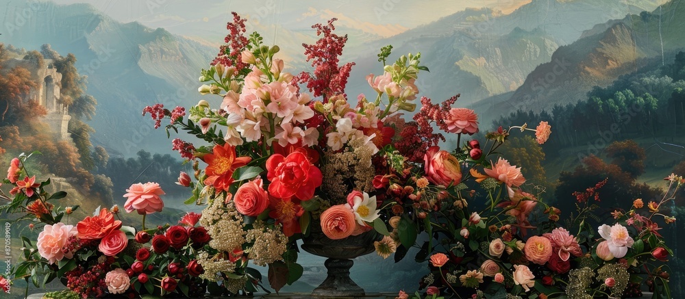 Poster floral arrangements set against stunning backdrops can be enhanced with copy space images.