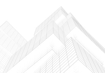Fototapeta premium Modern architecture building 3d drawing