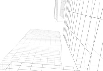 Modern architecture building 3d drawing