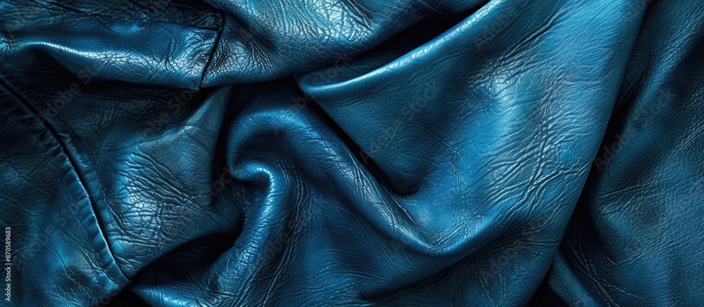 Poster abstract background and texture for design with a blue leather surface providing copy space image.