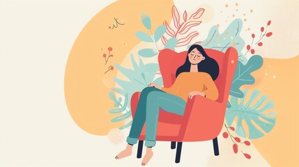 Mental health, selfcare activities, relaxation techniques, flat design illustration,