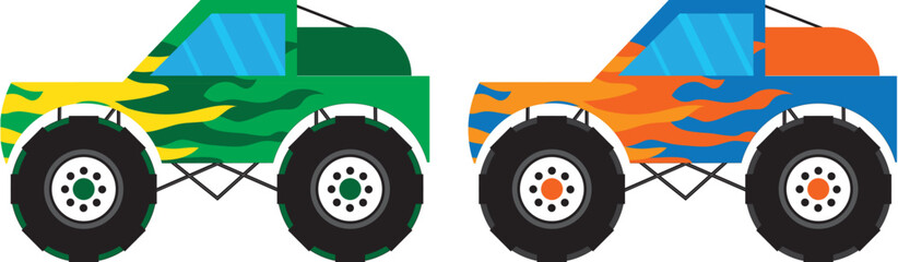 Blue and Green Monster Truck Kids Illustration Need For Speed Truck 