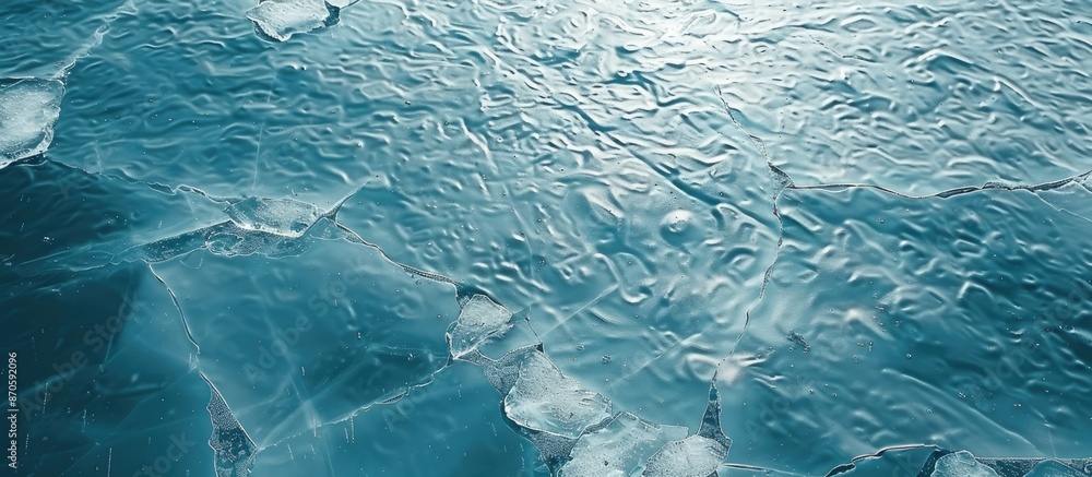 Aufkleber Background of a frozen lake showing textured cold ice with cracks. Contains copy space image.