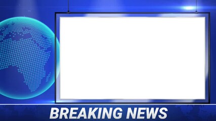 blue breaking news opening illustration video for mockup