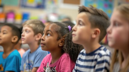 Obraz premium Interested elementary school students in the classroom