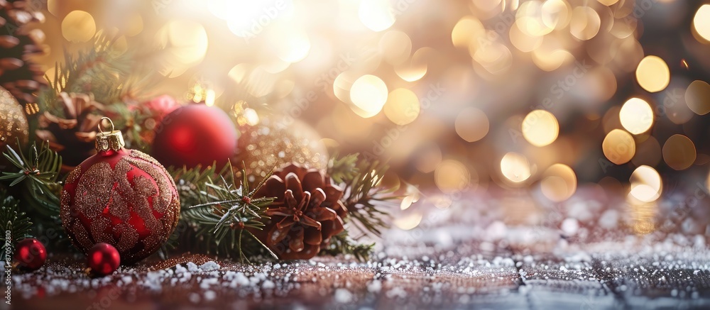 Poster close-up of new year decorations with a christmas concept, featuring copy space image.
