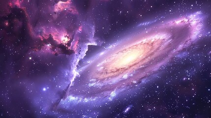 Obraz premium Galactic Dreams: Tranquil Night Sky with Stars, Nebulous Clouds, and Distant Galaxies