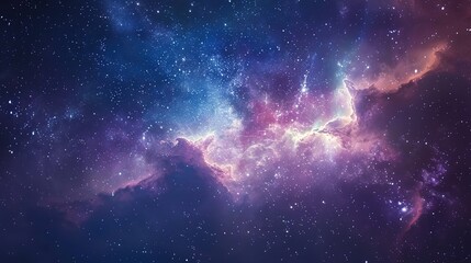 Obraz premium Cosmic Serenity - Starry Sky with Nebulous Clouds and Galaxies