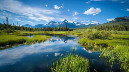 Fototapeta premium Protecting and restoring wetlands can help mitigate the effects of climate change by acting as natural carbon sinks.