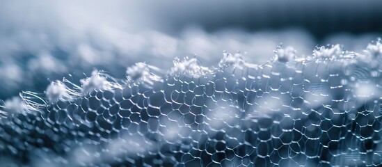 Close-up macro photograph of a microfiber filter for air purification and humidification with copy space image.