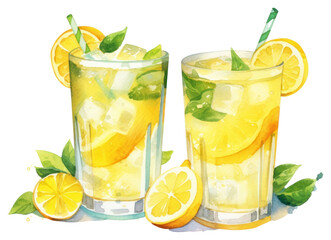 Fototapeta premium PNG Cocktail lemonade mojito fruit