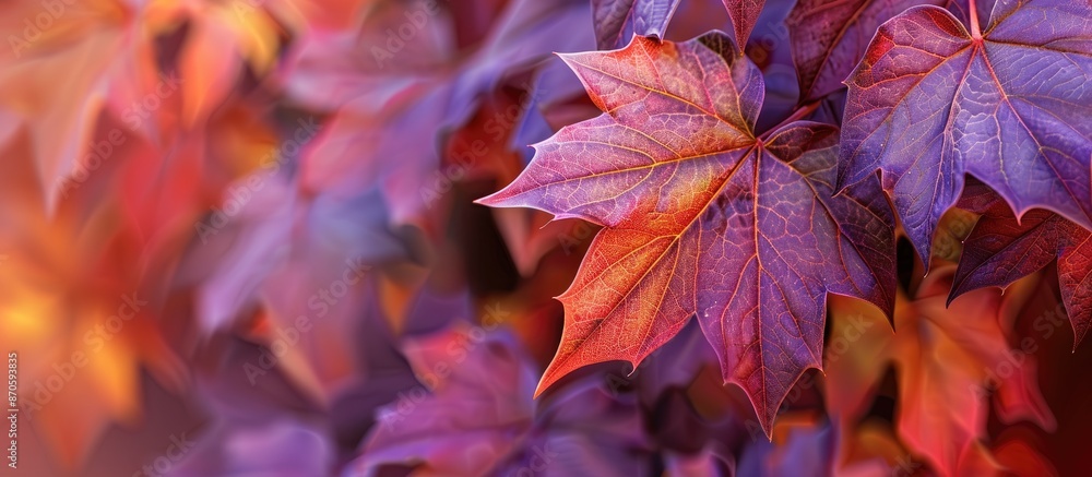 Poster detailed close-up of a liquidambar tree's autumn leaves with copy space image.