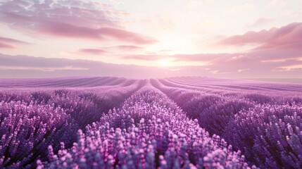 Fototapeta premium A field of lavender stretching towards the horizon, its purple expanse a breathtaking sight.