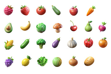 set of fruits 3d