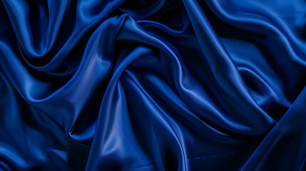 Fototapeta premium Minimalist royal blue silk fabric highlighting its smooth, lustrous texture. Ideal for high-end fashion advertising.