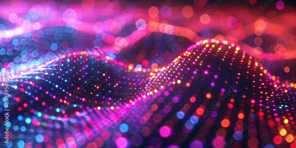 Poster colorful abstract waves formed by vibrant neon lights, creating a dynamic and mesmerizing visual eff