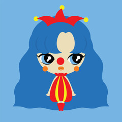 Clown girl illustration, Cute clown girl