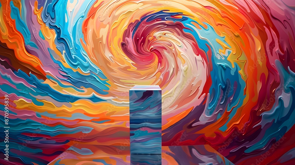 Aufkleber abstract colorful swirl background with platform.