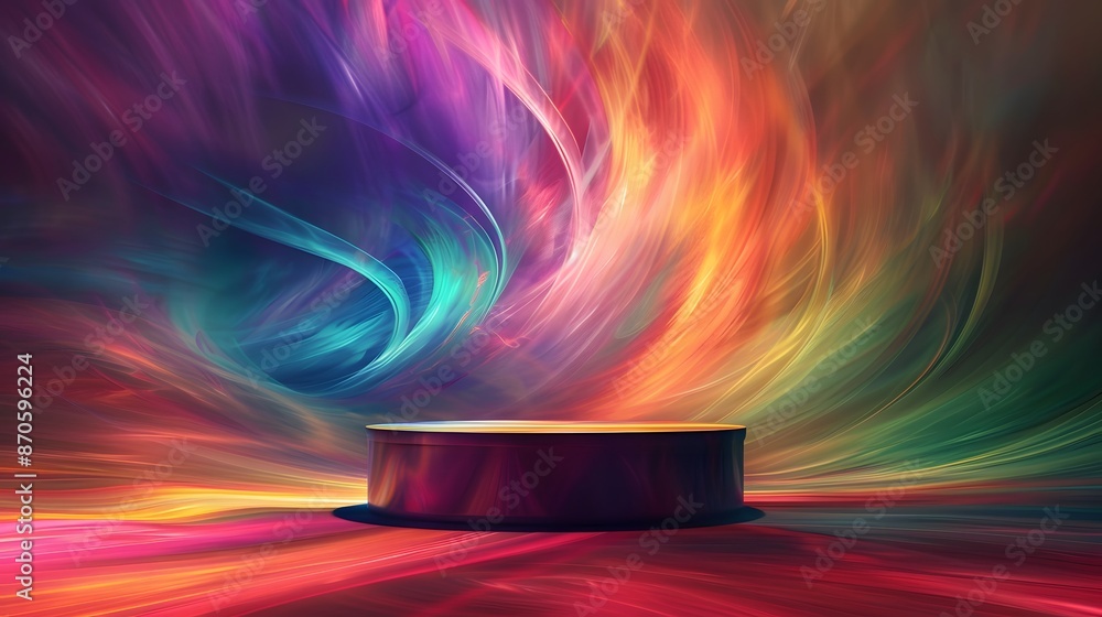 Poster abstract colorful background with a podium.