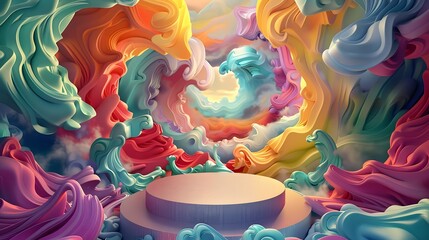 Fototapeta premium Abstract Colorful Swirls with Pedestal.