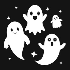 Obraz premium Tiny Terrors Cute Ghost Silhouettes