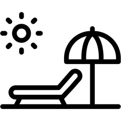 Sunbed, Beach, Sun, Beach Umbrella, Deck Chair Icon