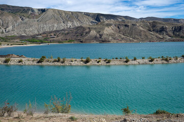 Fototapeta premium A fragment of the Chirkeysky reservoir. Dagestan, Russia