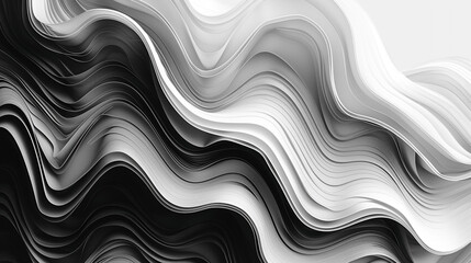 Obraz premium Abstract distortion waves in a monochromatic black and white palette, with sharp, fragmented lines and high contrast.