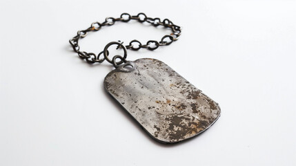 Fototapeta premium Dogtag, piastrina militare consumata con spazio per messaggio o per nome.