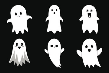 Obraz premium Whimsical Haunts Isolated Halloween Ghost Vector Set