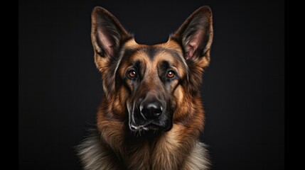 Fototapeta premium A majestic German Shepherd Dog standing proudly with its alert posture, sharp ears, and intelligent gaze.