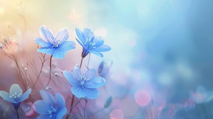 Delicate blue flowers with a pastel bokeh background, capturing the essence of spring and tranquility.