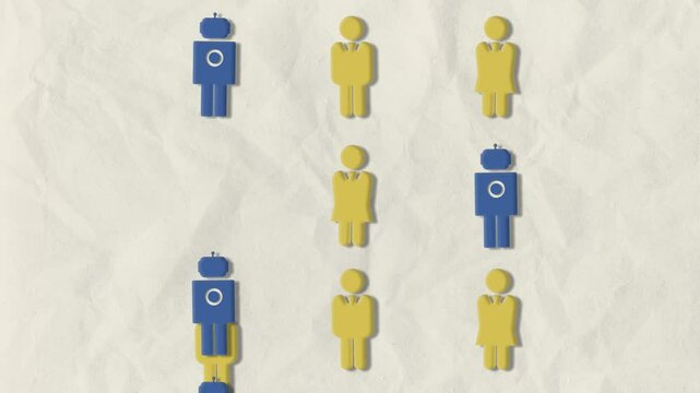 Des hommes et des femmes minimaliste sont remplac&eacute; par des Robots IA