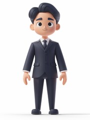 Manager male wearing manager uniform, Full body character, 3D render illustration, Clip art, management, isolated on white background