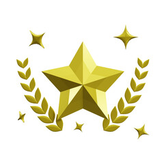 3d rendered icon of a gold star award