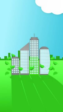 Des immeubles &eacute;cologique entour&eacute; de feuilles verte se transforme dans une d&eacute;marche environnemental et de RSE