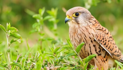 Common Kestrel in its natural environment , generated by AI. High quality photo