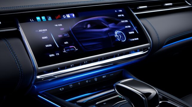 Automotive industry  car cluster displaying over the air firmware update on screen