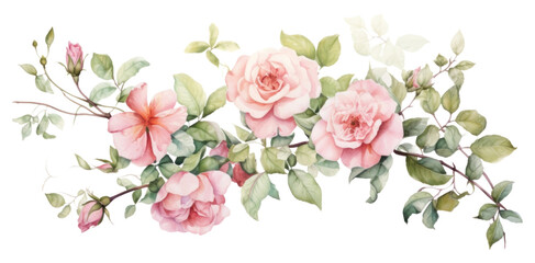 PNG Garland rose blossom pattern flower.