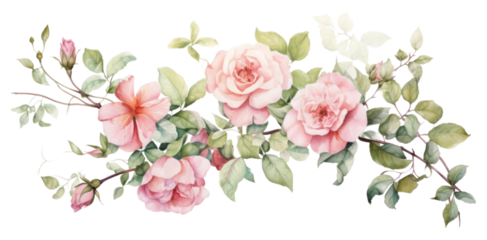 PNG Garland rose blossom pattern flower.