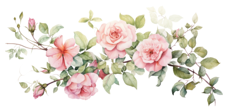 PNG Garland rose blossom pattern flower.