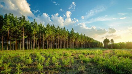 Obraz premium Reforestation and afforestation are vital strategies for sequestering carbon and mitigating climate change.