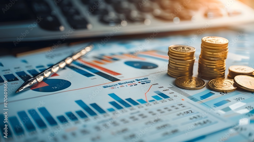 Aufkleber comprehensive annual financial statement report graph with a modern and professional design. include