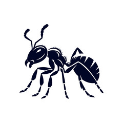Ant black silhouette vector design illustration template