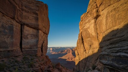 Weathered monolith among smaller stones, rocky landscape, arid landscape.