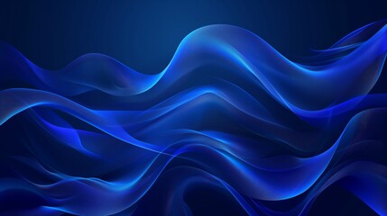 Obraz premium Abstract blue background with waves and lines, vector illustration.