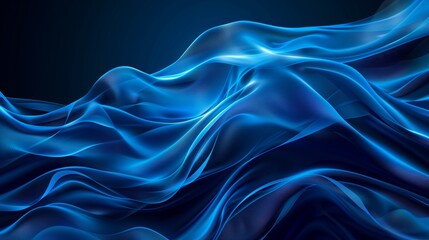 Obraz premium Abstract blue background with waves and lines, vector illustration.