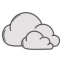 Hand drawn cartoon cloud icon on white background.