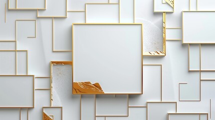 An edgy white and gold rectangles on a white background. Vector style.