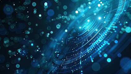 Obraz premium Abstract Blue Technology Background with Glowing Circles